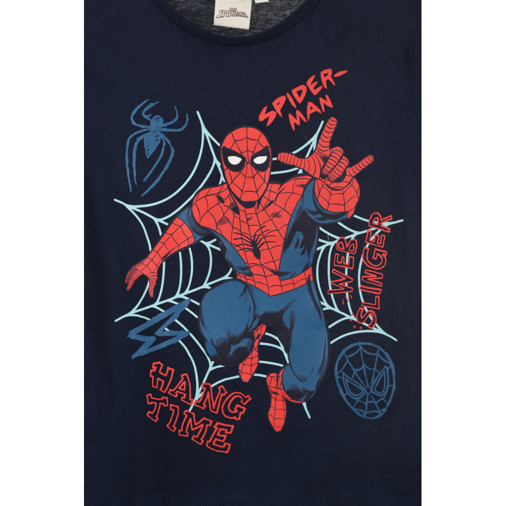 T-Shirt M.c. Spiderman MARVEL Maglietta Bambino 100% Cotone - Ex1189bioblu