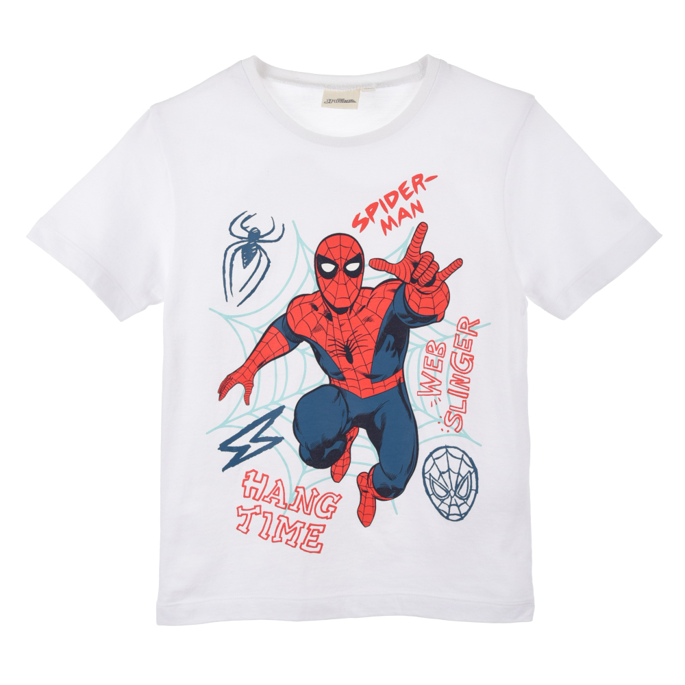 T-Shirt M.c. Spiderman MARVEL Maglietta Bambino 100% Cotone - Ex1189biobianco