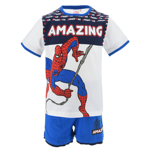 Completo Short + T-Shirt Spiderman MARVEL Bambino 100% Cotone - Ex1046blu