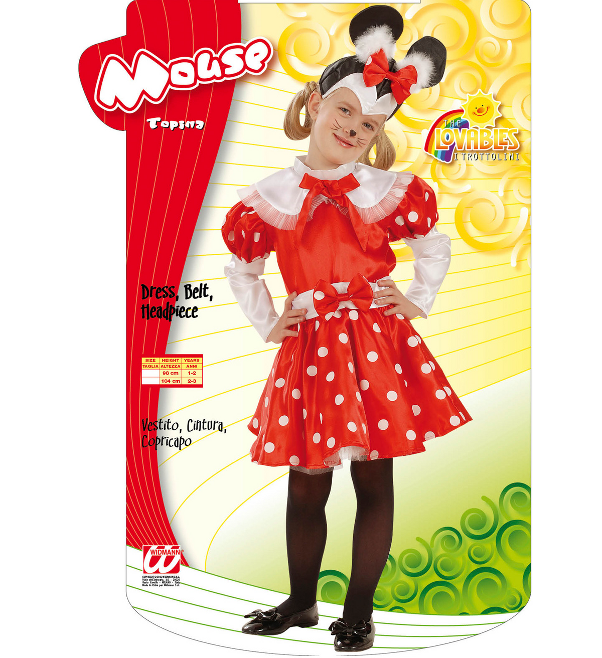 Costume Vestito Abito Travestimento Carnevale Bambina Topina