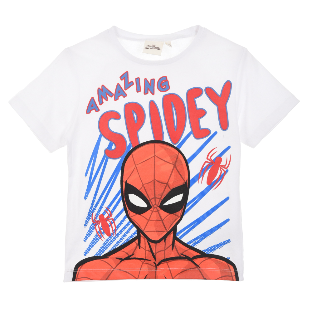 T-Shirt M.c. Spiderman MARVEL Maglietta Bambino 60% Co 40% Pl Reciclato - Ex1268.recbianco