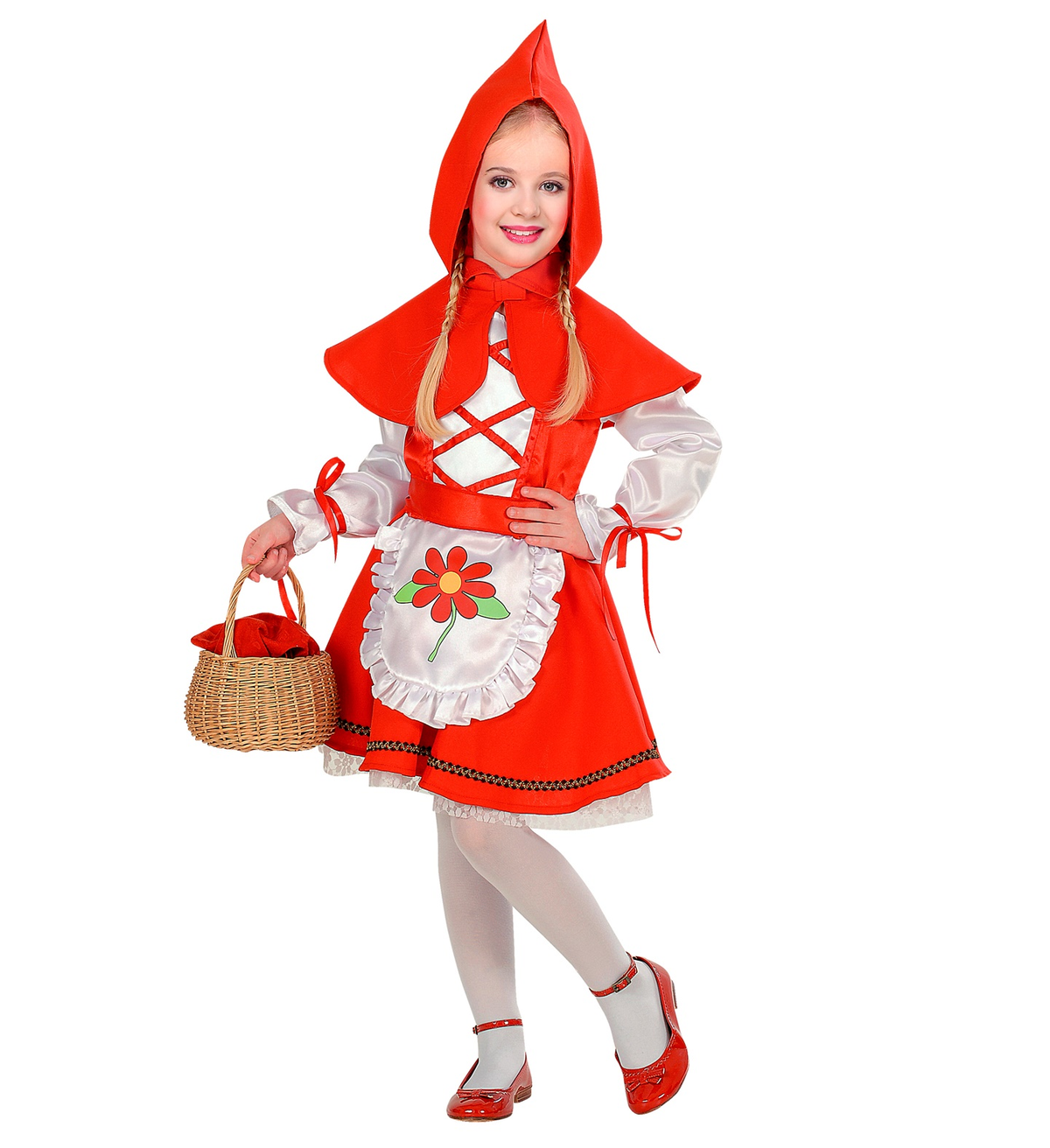 Costume Vestito Abito Travestimento Carnevale Bambina Cappuccetto Mantellino Rosso
