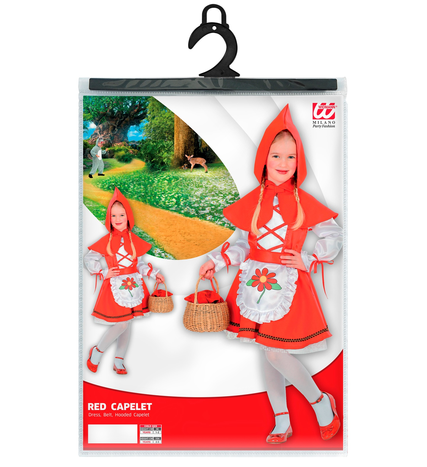 Costume Vestito Abito Travestimento Carnevale Bambina Cappuccetto Mantellino Rosso