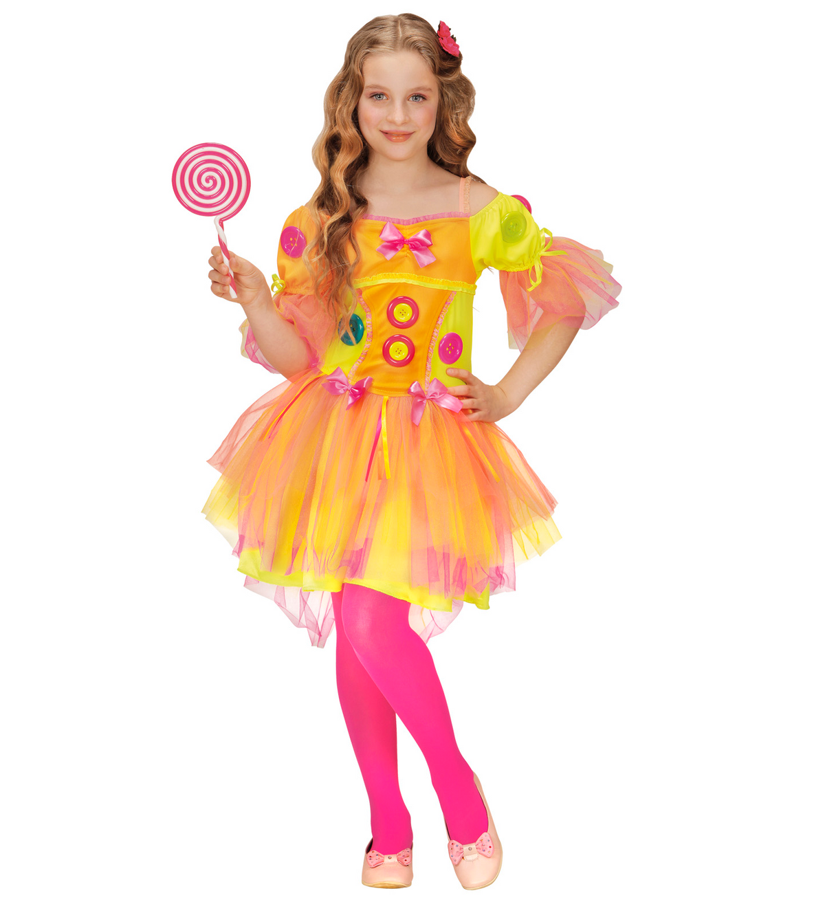 Costume Vestito Abito Travestimento Carnevale Bambina Neon Fantasy Girl