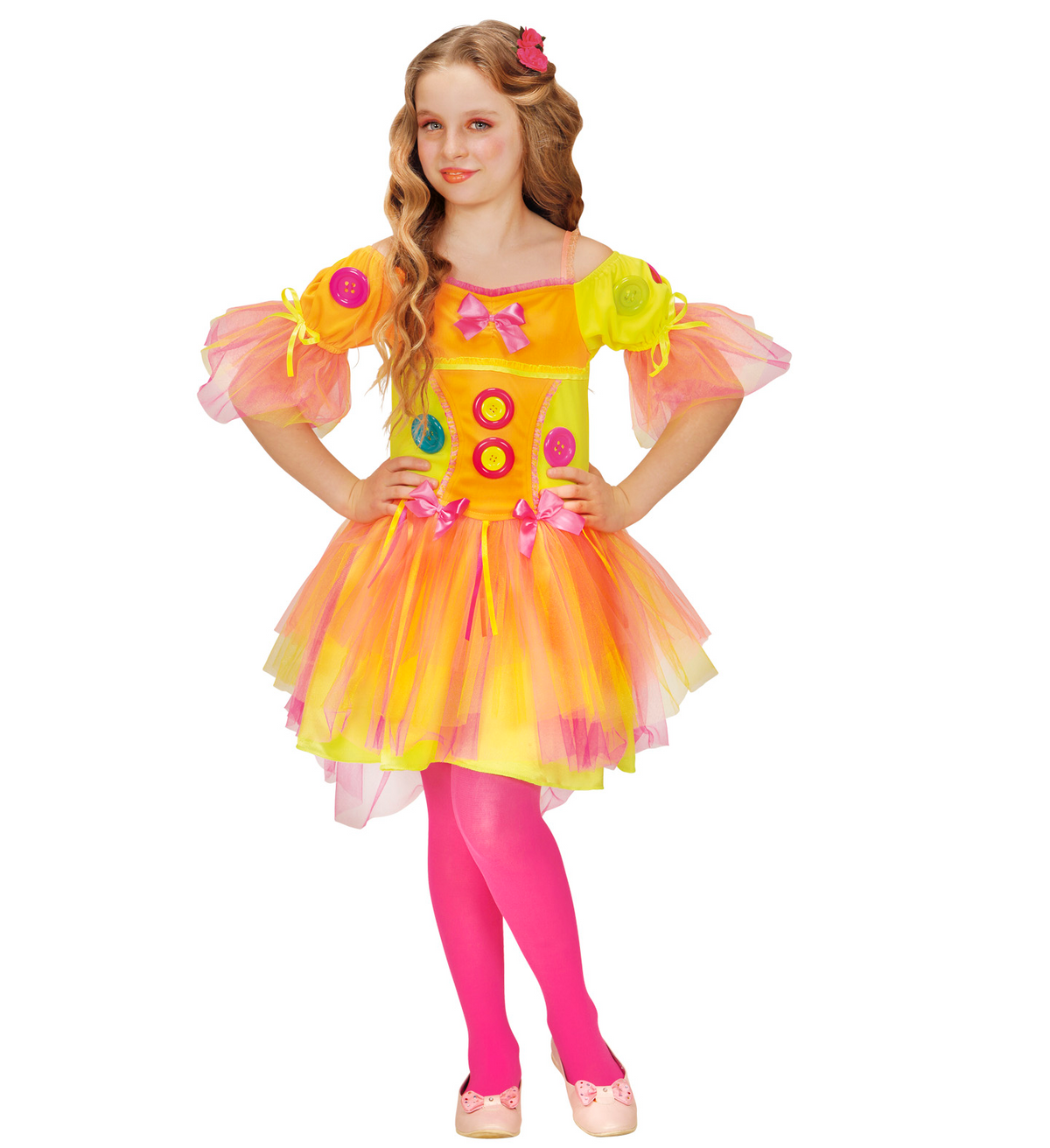 Costume Vestito Abito Travestimento Carnevale Bambina Neon Fantasy Girl