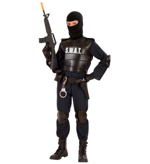 Costume Vestito Abito Travestimento Carnevale Bambino Agente Swat