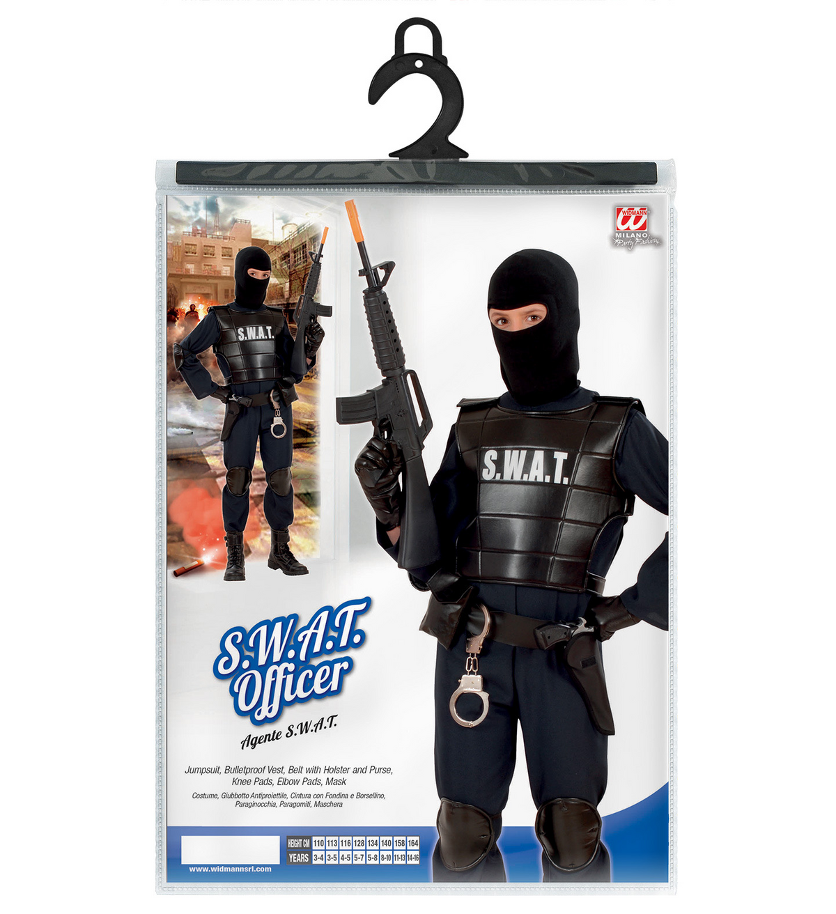 Costume Vestito Abito Travestimento Carnevale Bambino Agente Swat