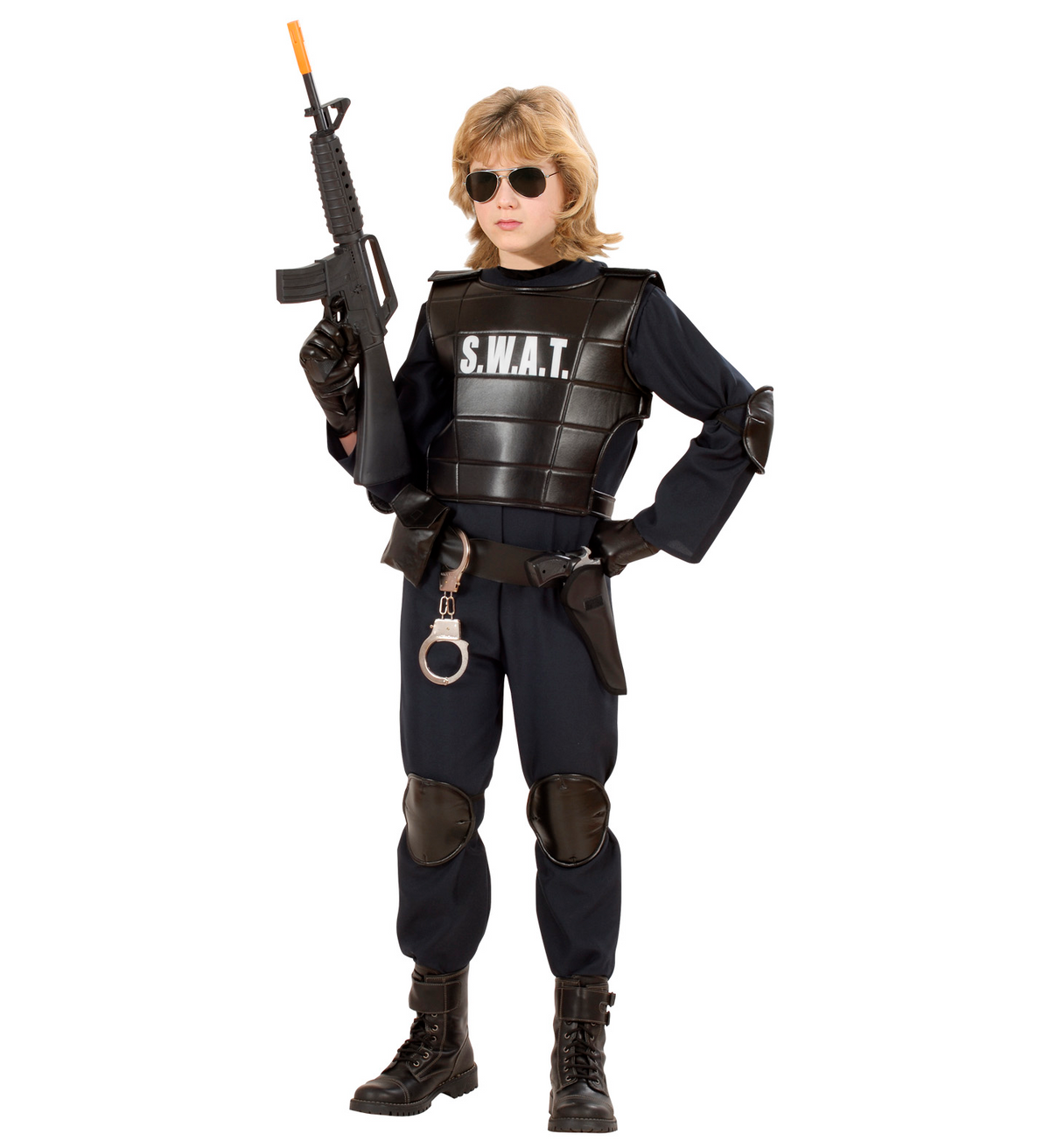 Costume Vestito Abito Travestimento Carnevale Bambino Agente Swat
