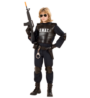 Costume Vestito Abito Travestimento Carnevale Bambino Agente Swat