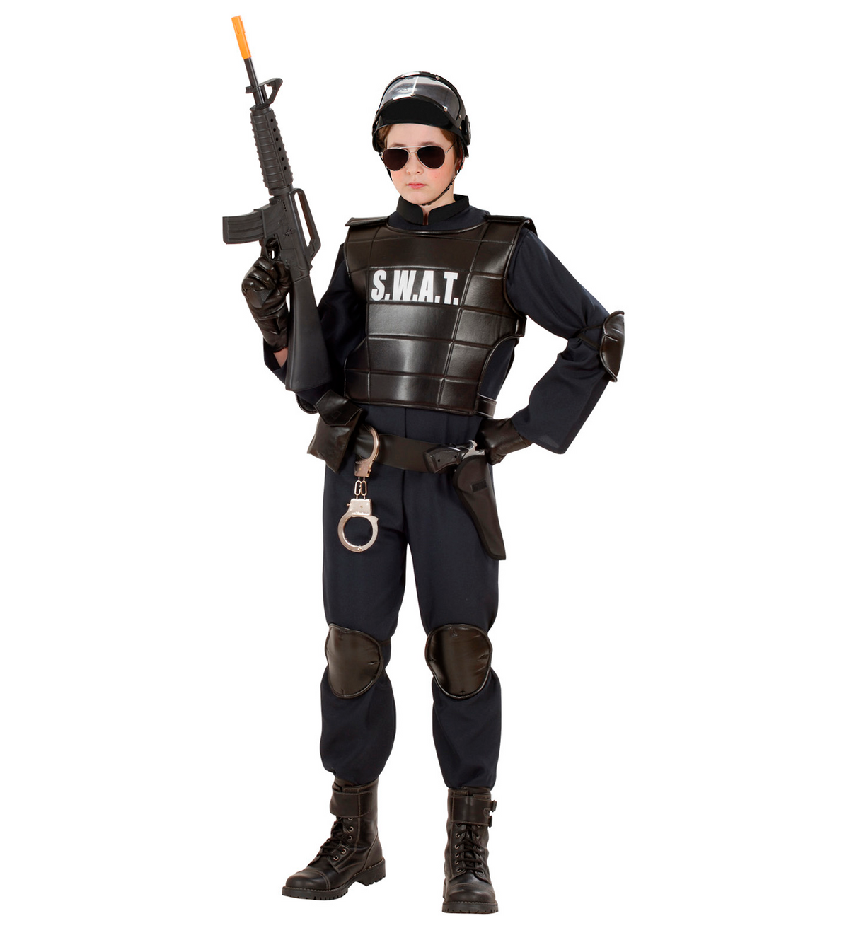 Costume Vestito Abito Travestimento Carnevale Bambino Agente Swat
