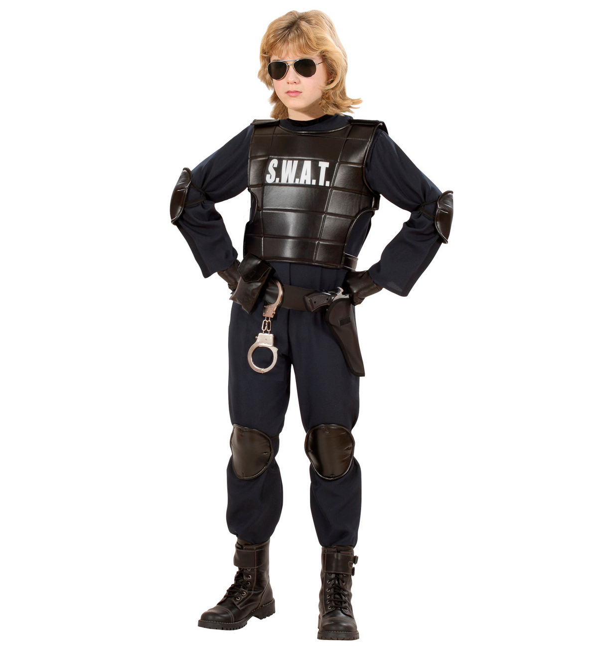 Costume Vestito Abito Travestimento Carnevale Bambino Agente Swat
