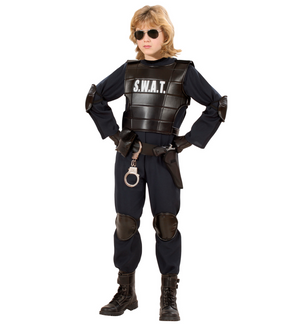 Costume Vestito Abito Travestimento Carnevale Bambino Agente Swat