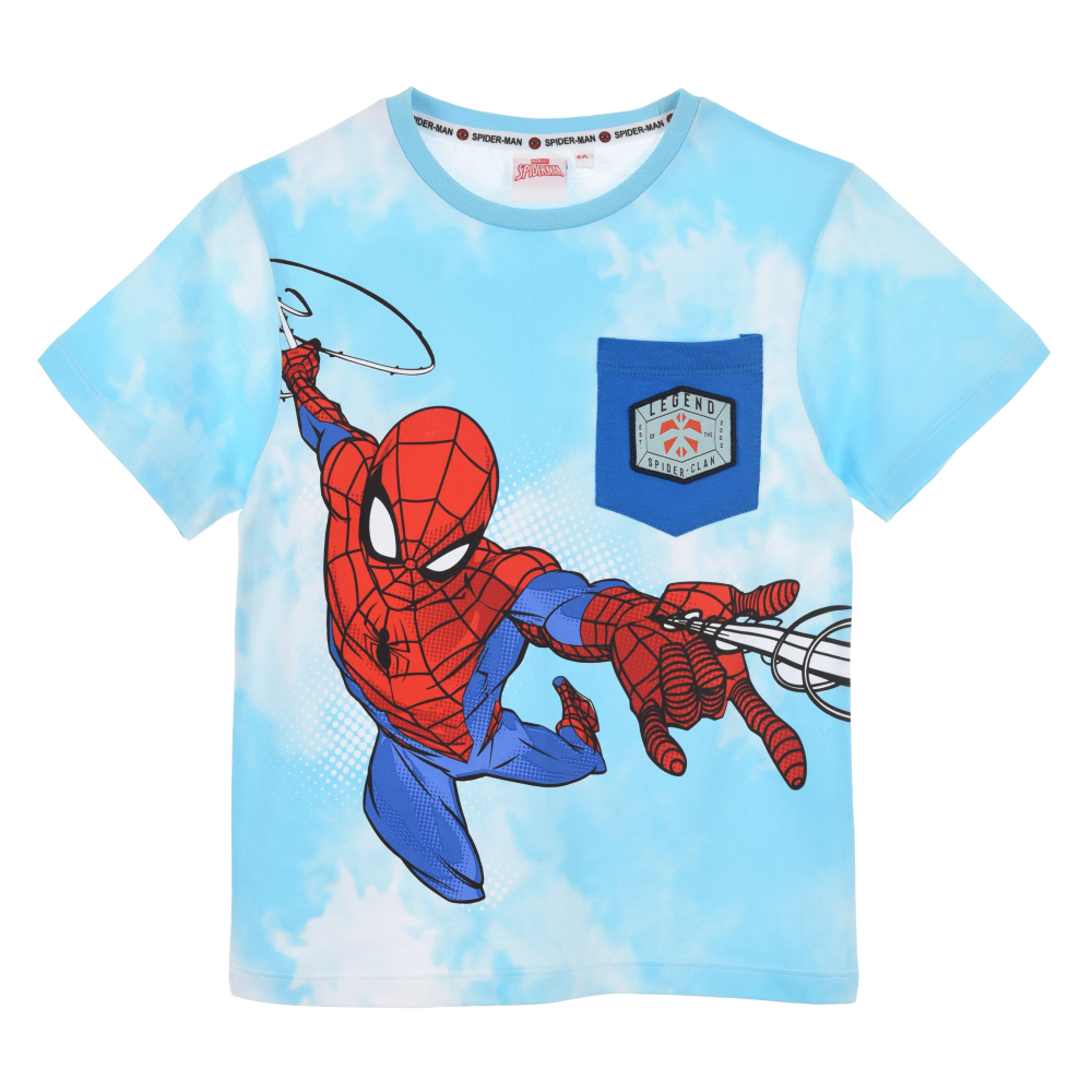 T-Shirt M.c. Spiderman MARVEL Maglietta Bambino 100% Cotone - Ex1184azzurro