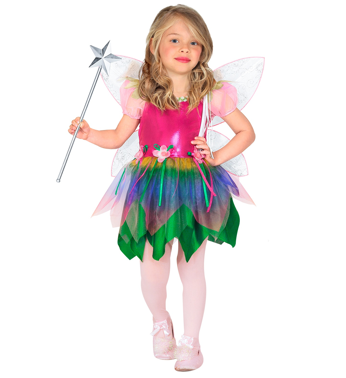 Costume Vestito Abito Travestimento Carnevale Bambina Fatina Dell'arcobaleno