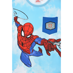 T-Shirt M.c. Spiderman MARVEL Maglietta Bambino 100% Cotone - Ex1184azzurro