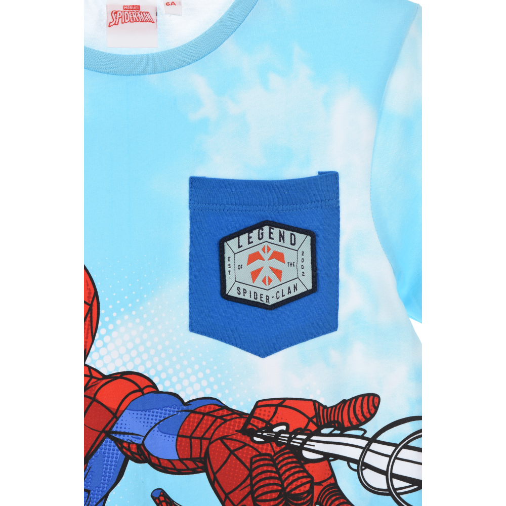 T-Shirt M.c. Spiderman MARVEL Maglietta Bambino 100% Cotone - Ex1184azzurro