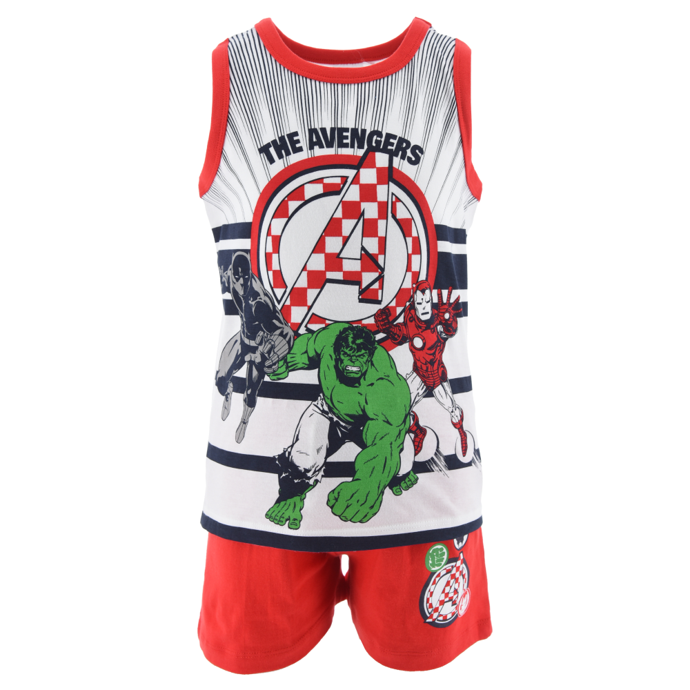 Completo Short + Canotta Avengers MARVEL Bambino 100% Cotone - Ex1069rosso