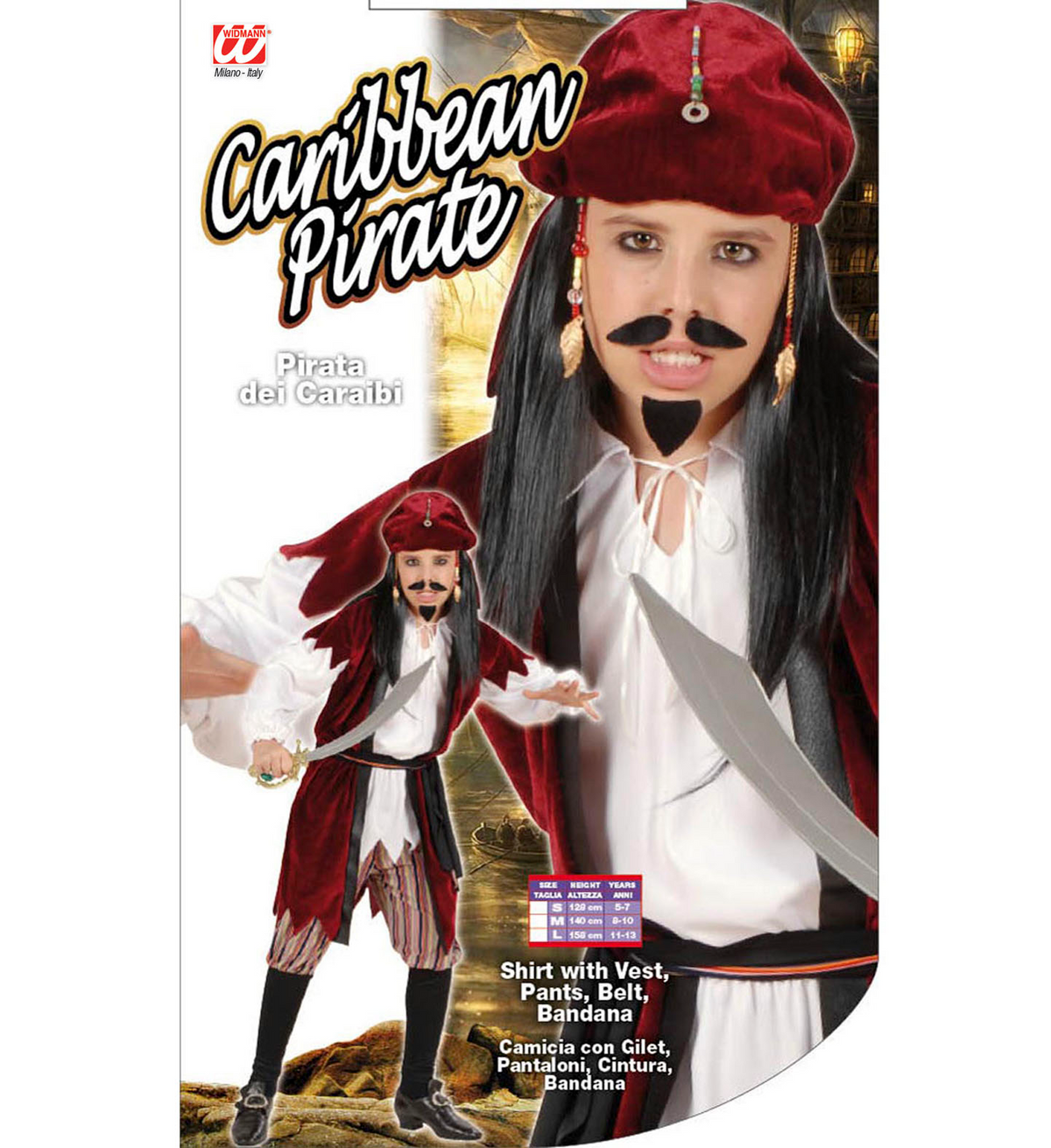 Costume Vestito Abito Travestimento Carnevale Bambino Pirata Dei Caraibi