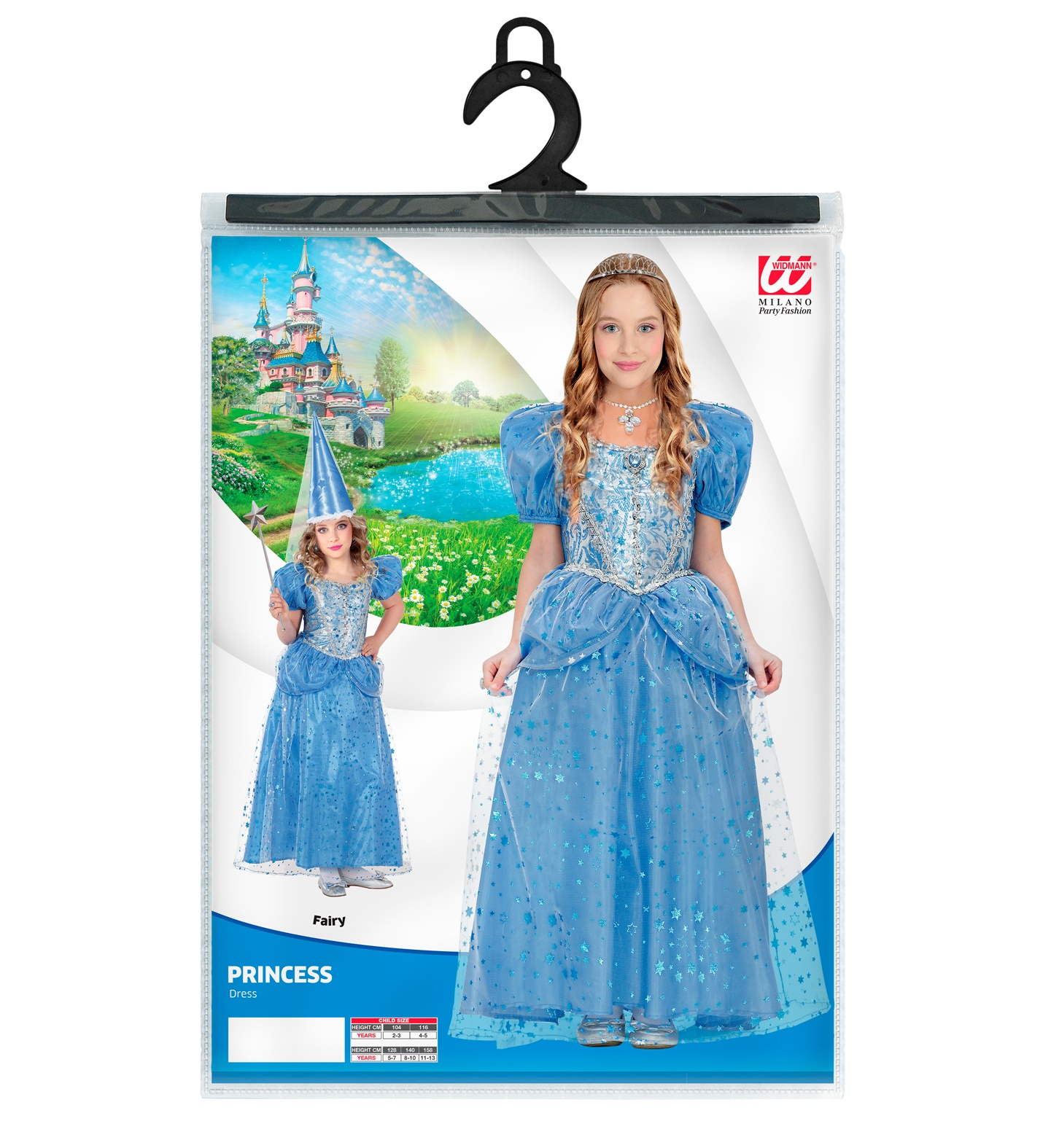 Costume Vestito Abito Travestimento Carnevale Bambina Principessa Fatina Azzurra