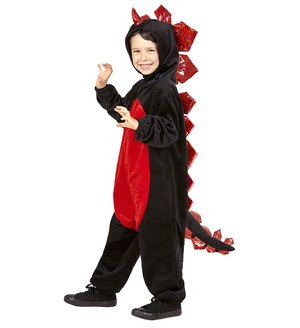 Costume Vestito Abito Travestimento Carnevale Bambino Drago Nero in Peluche