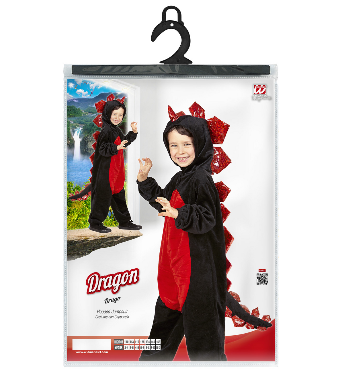 Costume Vestito Abito Travestimento Carnevale Bambino Drago Nero in Peluche