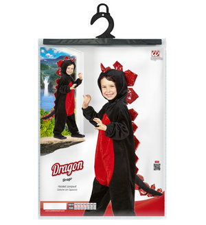 Costume Vestito Abito Travestimento Carnevale Bambino Drago Nero in Peluche