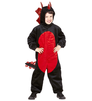 Costume Vestito Abito Travestimento Carnevale Bambino Drago Nero in Peluche