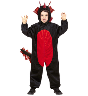 Costume Vestito Abito Travestimento Carnevale Bambino Drago Nero in Peluche
