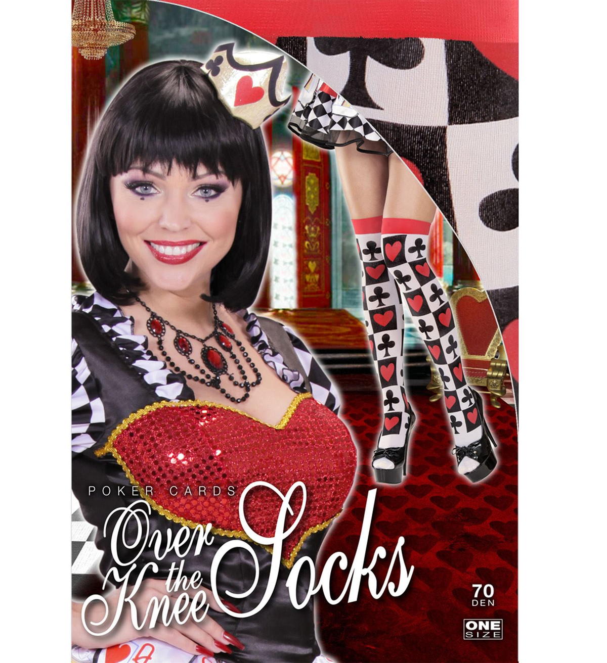 Calze Collant Parigine Carte Poker per Abito Travestimento Vestito Carnevale