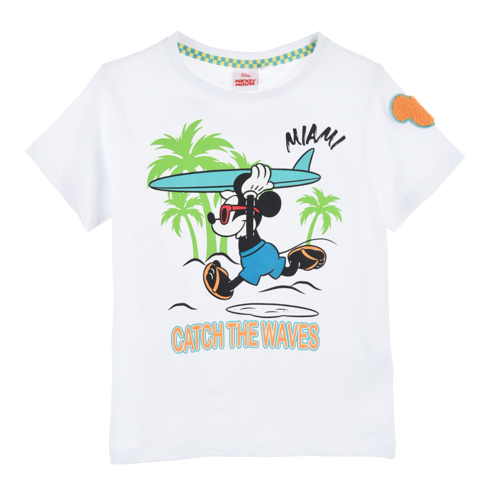 T-Shirt M.c. Topolino DISNEY Maglietta Bambino 100% Cotone - Ex1171bianco