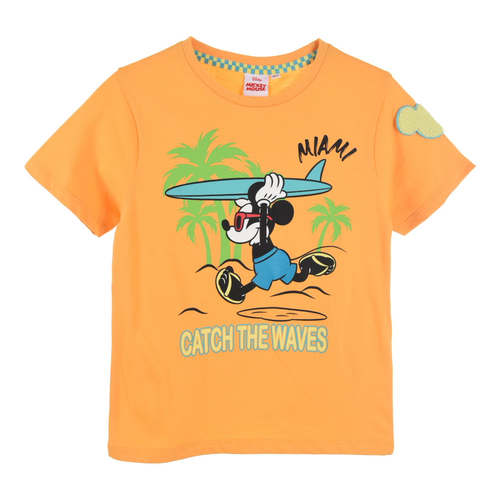 T-Shirt M.c. Topolino DISNEY Maglietta Bambino 100% Cotone - Ex1171arancio