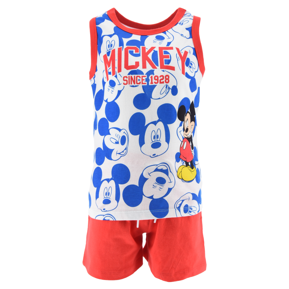 Completo Short + Canotta Topolino DISNEY Bambino 100% Cotone - Ex1071rosso