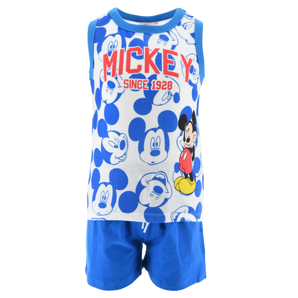 Completo Short + Canotta Topolino DISNEY Bambino 100% Cotone - Ex1071blu