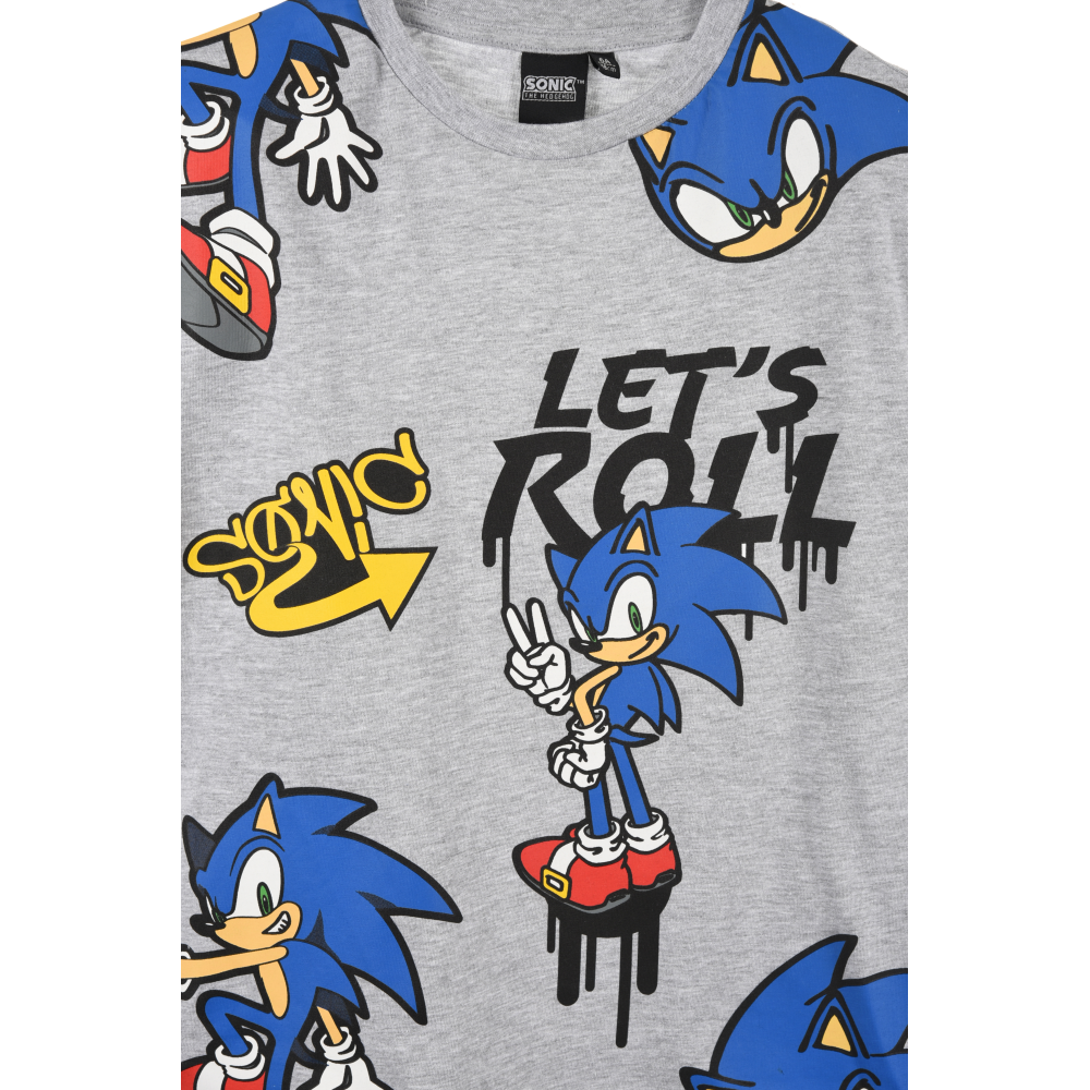T-Shirt M.c. Sonic Maglietta Bambino 100% Cotone - Ex1164grigio