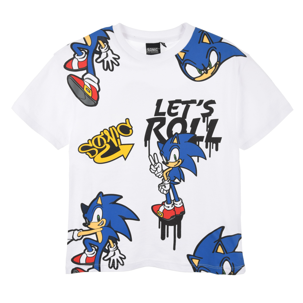 T-Shirt M.c. Sonic Maglietta Bambino 100% Cotone - Ex1164bianco