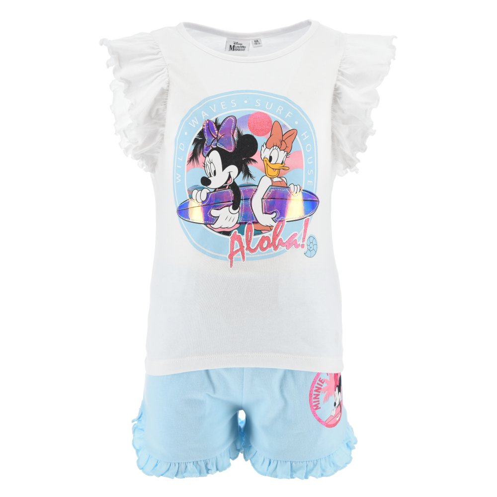 Completo Short + T-Shirt Minnie DISNEY Bambino 100% Cotone - Ex1060bianco