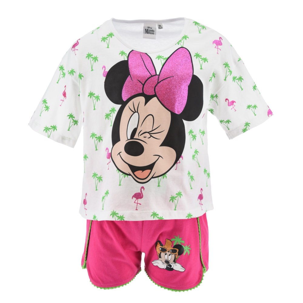 Completo Short + T-Shirt Minnie DISNEY Bambino 100% Cotone - Ex1061fuxia