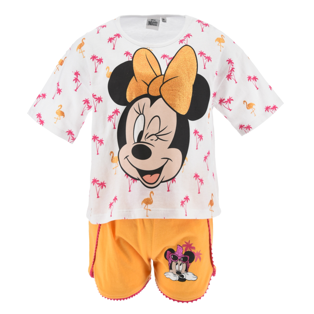 Completo Short + T-Shirt Minnie DISNEY Bambino 100% Cotone - Ex1061arancio