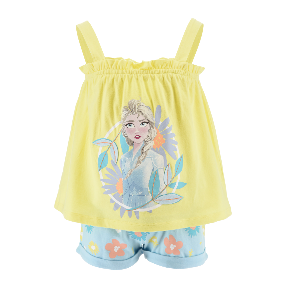 Completo Short + Canotta Frozen DISNEY Bambino 100% Cotone - Ex1074giallo
