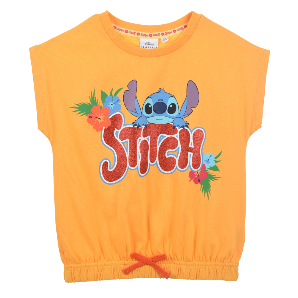 T-Shirt M.c. Stitch DISNEY Maglietta Corta Bambino 100% Cotone - Ex1202arancio