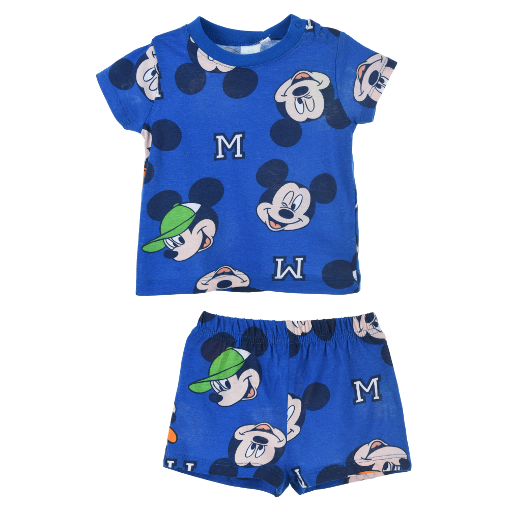 Completo Short + T-Shirt Topolino DISNEY Neonato 100% Cotone - Ex0331blu