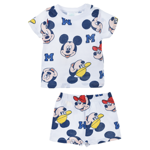 Completo Short + T-Shirt Topolino DISNEY Neonato 100% Cotone - Ex0331bianco