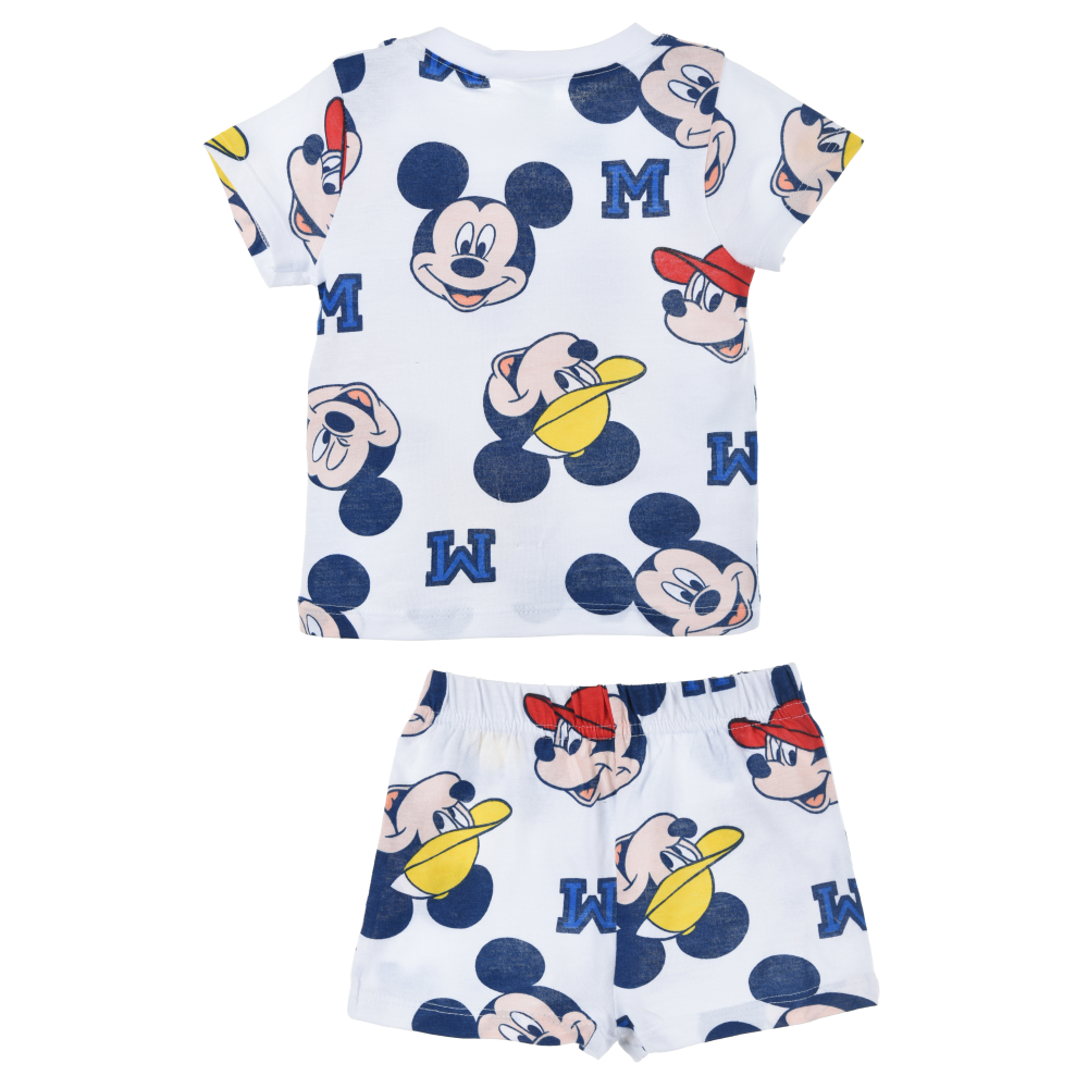 Completo Short + T-Shirt Topolino DISNEY Neonato 100% Cotone - Ex0331bianco