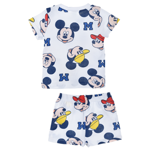 Completo Short + T-Shirt Topolino DISNEY Neonato 100% Cotone - Ex0331bianco
