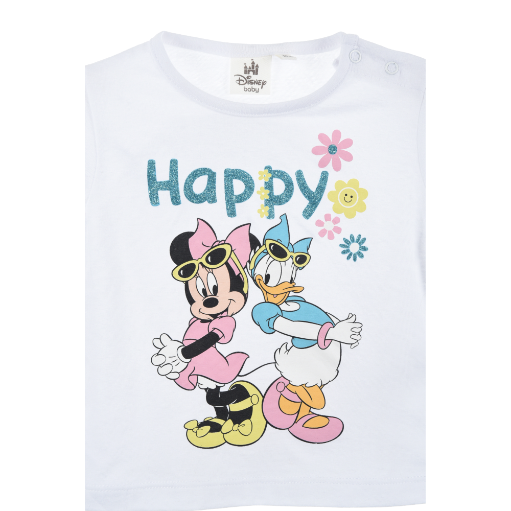 T-Shirt M.c. Minnie DISNEY Maglietta Bambino 100% Cotone - Ex0072.biobianco