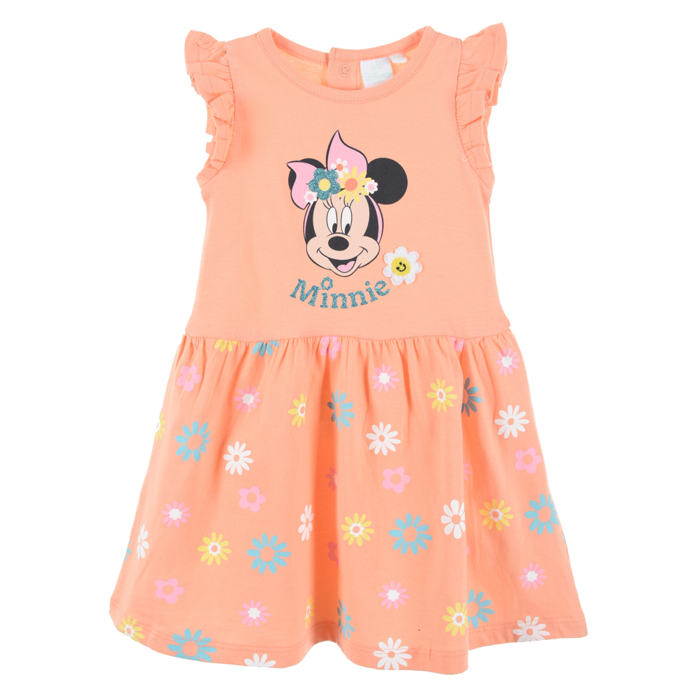 Scamiciata Minnie DISNEY Abito Vestito 100% Cotone Bambina - Ex0007arancio