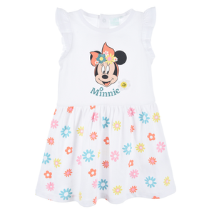 Scamiciata Minnie DISNEY Abito Vestito 100% Cotone Bambina - Ex0007bianco