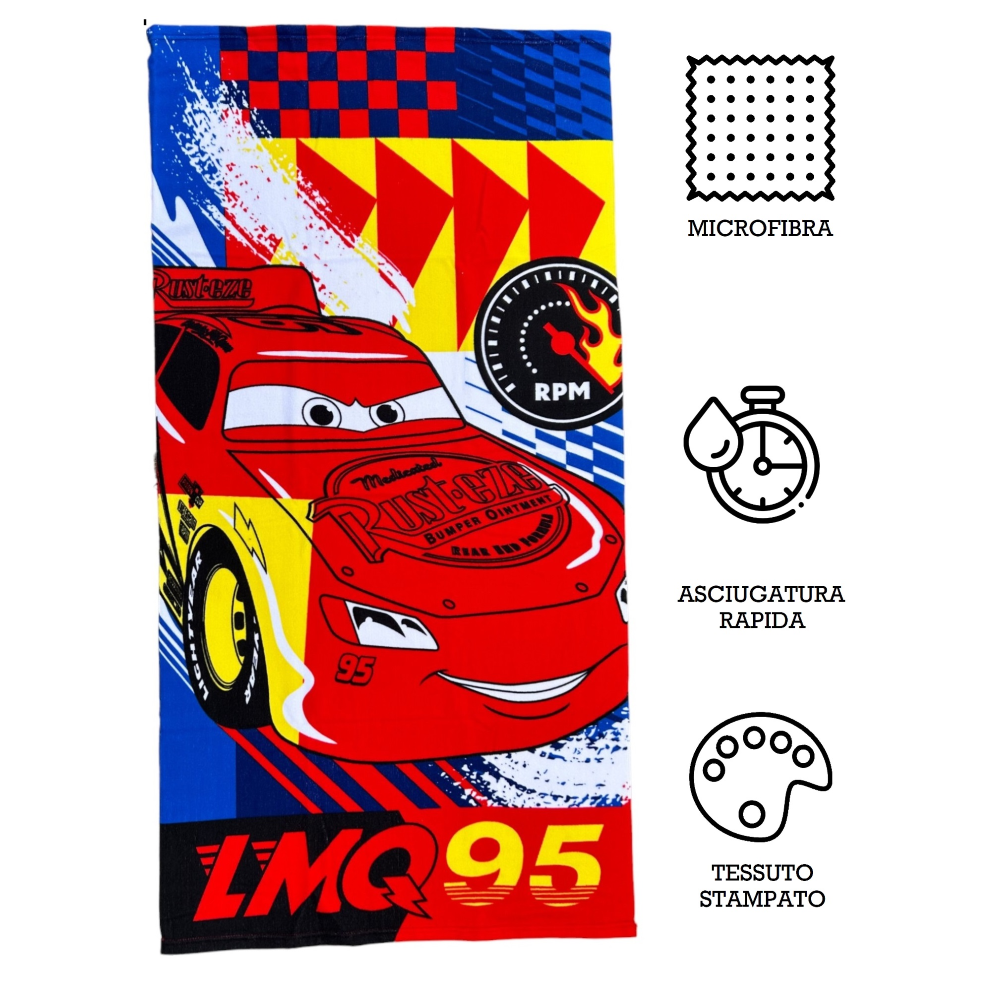 Telo Mare Cars DISNEY Asciugamano per Bambini in Microfibra CM 140x70 - Car1400