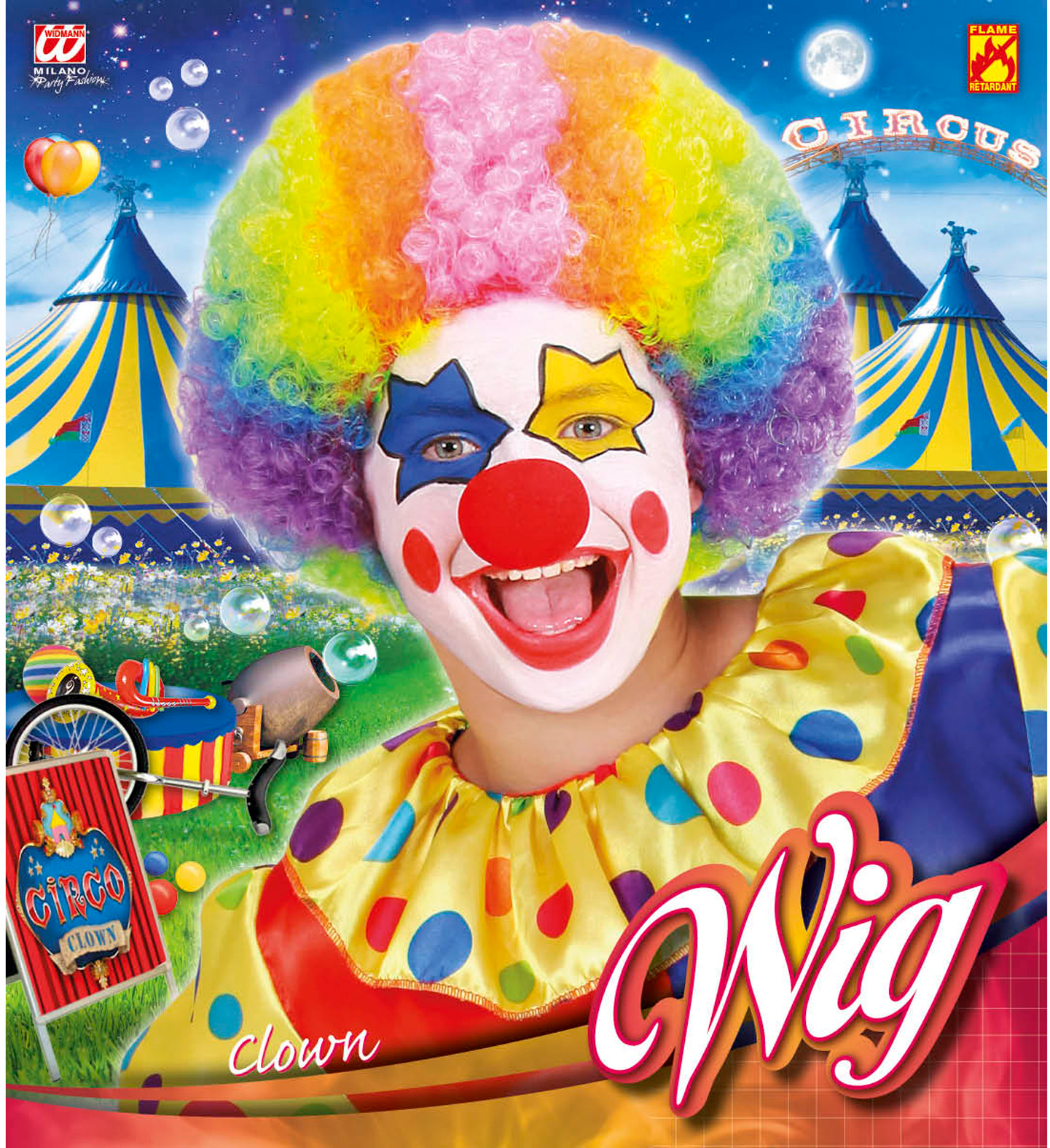 Vestito Carnevale + Accessori Clown Ballerina Costume Parrucca Set Trucco con Naso 3/4 Anni Travestimento - 4377+74590+4044n