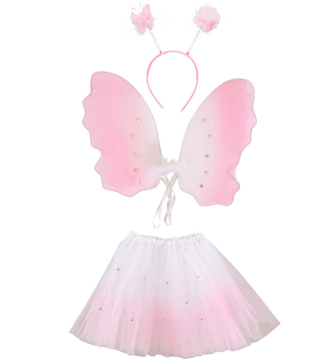 Set Farfalla Accessori Ali Cerchietto Gonna Vestito Travestimento Carnevale Bambina